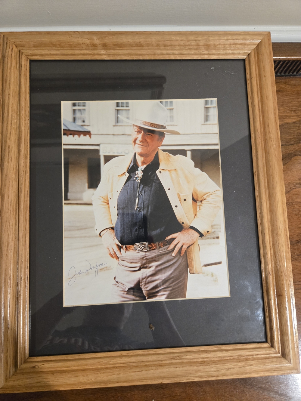 Framed Matted John Wayne Autographed Photo W Coa Behind Glass